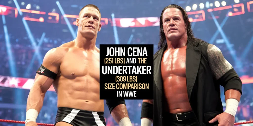 John Cena (251 lbs) and The Undertaker (309 lbs) physical comparison